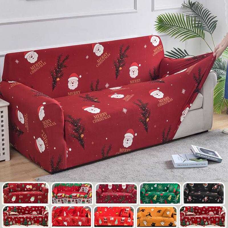 1pc Christmas Sofa Slipcover Stretch Non-slip Sofa Cover Festical New Year Xmas Couch Cover Universal Sofa Protector Home Decor