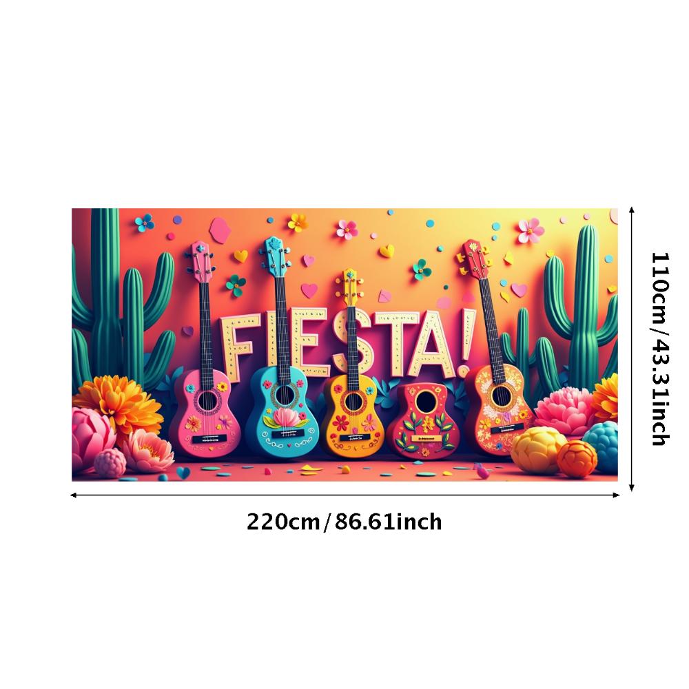 Fiesta Party Banner Vibrant Mexican Cactus Floral Festive Event Backdrop Celebration Decorations Photography Background Props