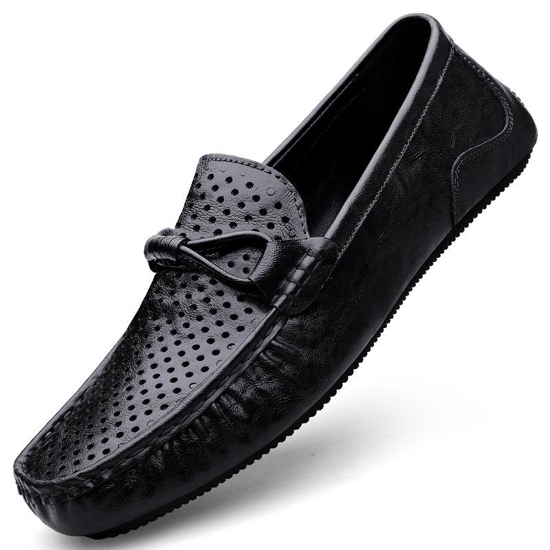 Summer Men s Handmade Leather Loafers: Trendy Casual Slip-On Flats with Versatile Design US 6