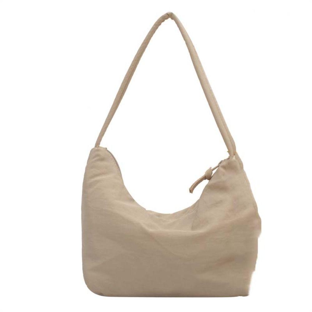 

Сумка из легкого мягкого нейлона в корейском стиле с подвеской в виде цветка, на плечо, однотонная, ручная, для путешествий Beige-no Pendant