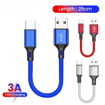 Cablu scurt de 0,25 m Cabluri micro USB Cablu de date tip c Cablu portabil de încărcare rapidă pentru Power Bank iPhone 15 Samsung telefon Android