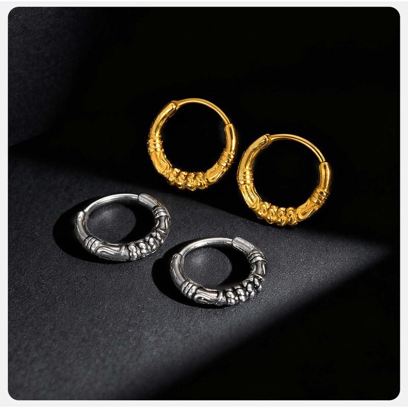 Vnox Stainless Steel Geometric Hoop Earrings for Men Women, Gold Silver Color Anti Allergy Earrings, Hypoallergenic Ear Jewelry