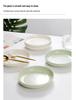 Milky White & Green Ceramic Deep Soup Plate, Microwaveable - Creative Round Tableware.
