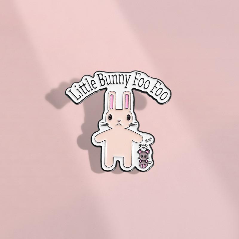 Bunny Trendy Pink And Mouse Cartoon Metal Pin Decorative Brooch Stylish Accessory For All