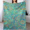 Sapphire & Jade Stained Glass Mandalas Throw Blanket Furry Travel Thins Cosplay Anime Blankets