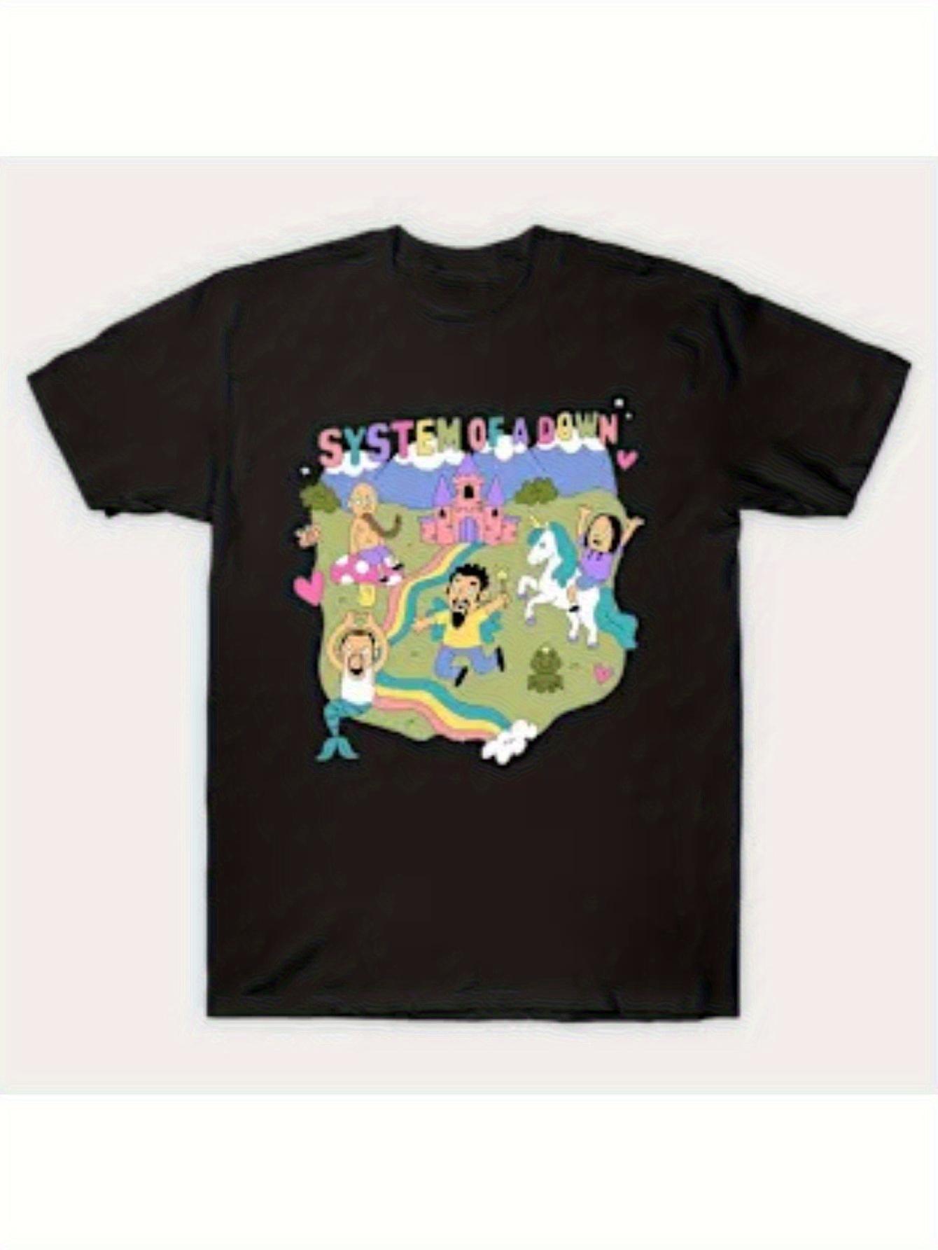 

Men S Vintage Band Graphic T-Shirt - Black Shirt Featuring Bright Colorful Design L