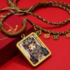 Classic Gold Tone Thangka Necklace: Multicolored Tibetan Zhakilamu, Female Wealth, Dazzling Colors, Semi-Handmade.