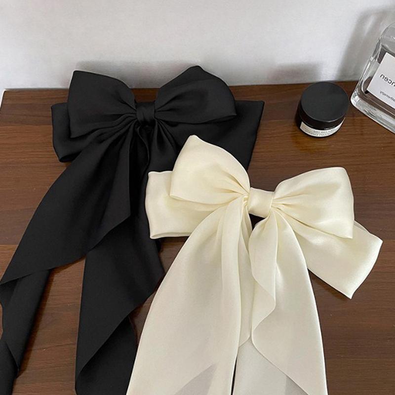 Bow Ribbon Hairpin Headwear Simple Elegant Satin Spring Clip Fixed Hair Clip