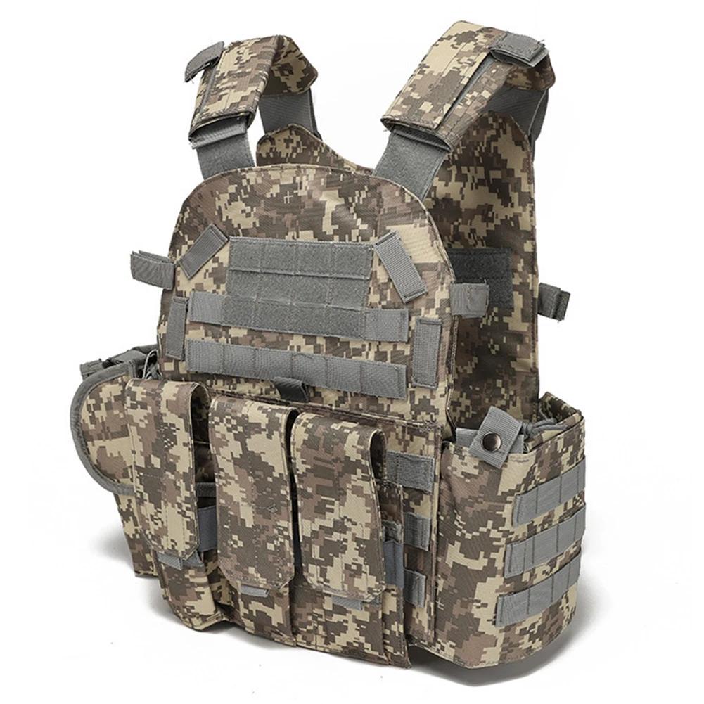 Camouflage Nylon Tactical Vest, Military Body Armor, Plate Carrier, Outdoor Airsoft Equipment with MOLLE, Combat Vest