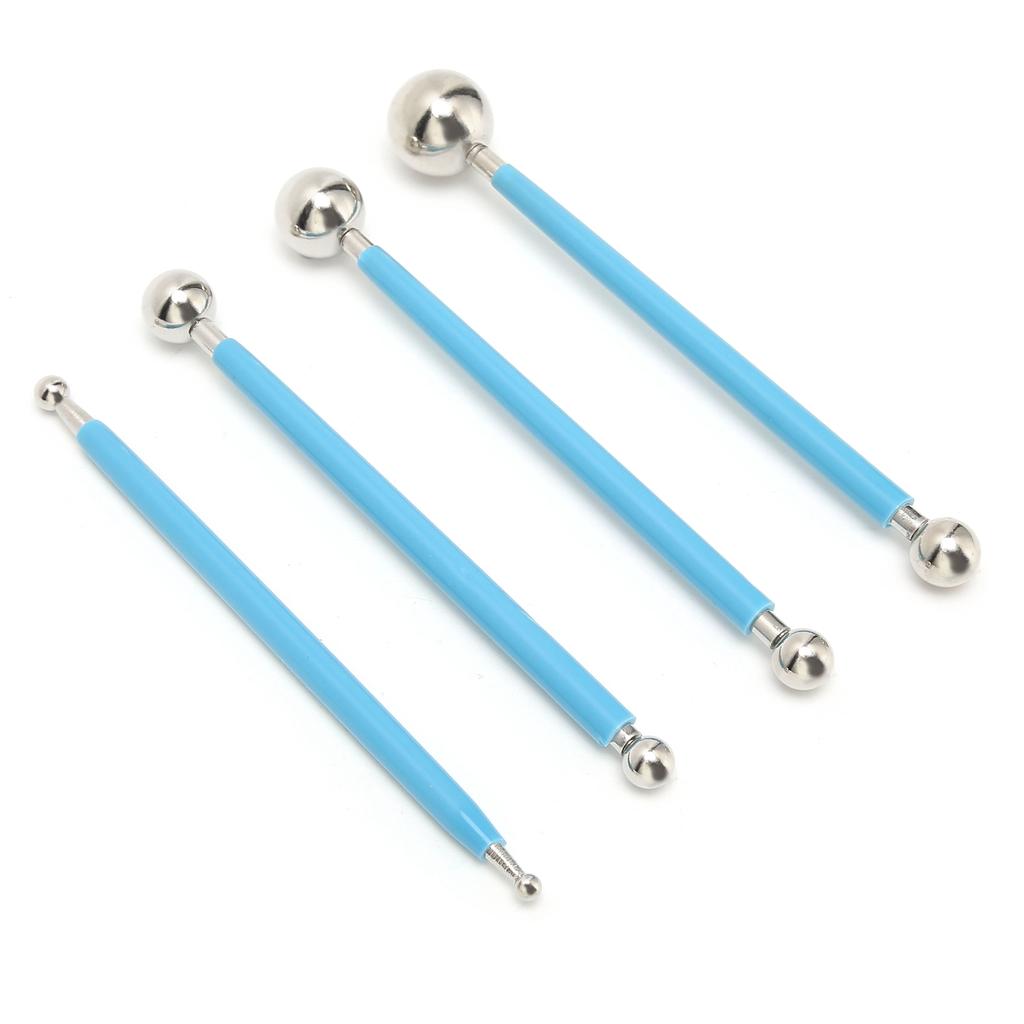4Pcs Cake Metal Ball Dotting Sculpting Modeling Tool Set for Cake Fondant Decoration