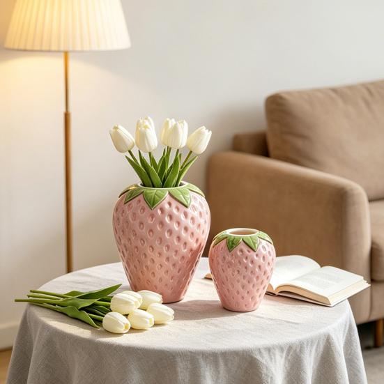 Ceramic Flower Pots Strawberry Hole Plant Pot Shaped with Drainage Cute Decorative Planters