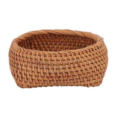 Rattan Storage Basket Hand Woven Simple Exquisite Rattan Organizer Storage Basket for Tea Sets