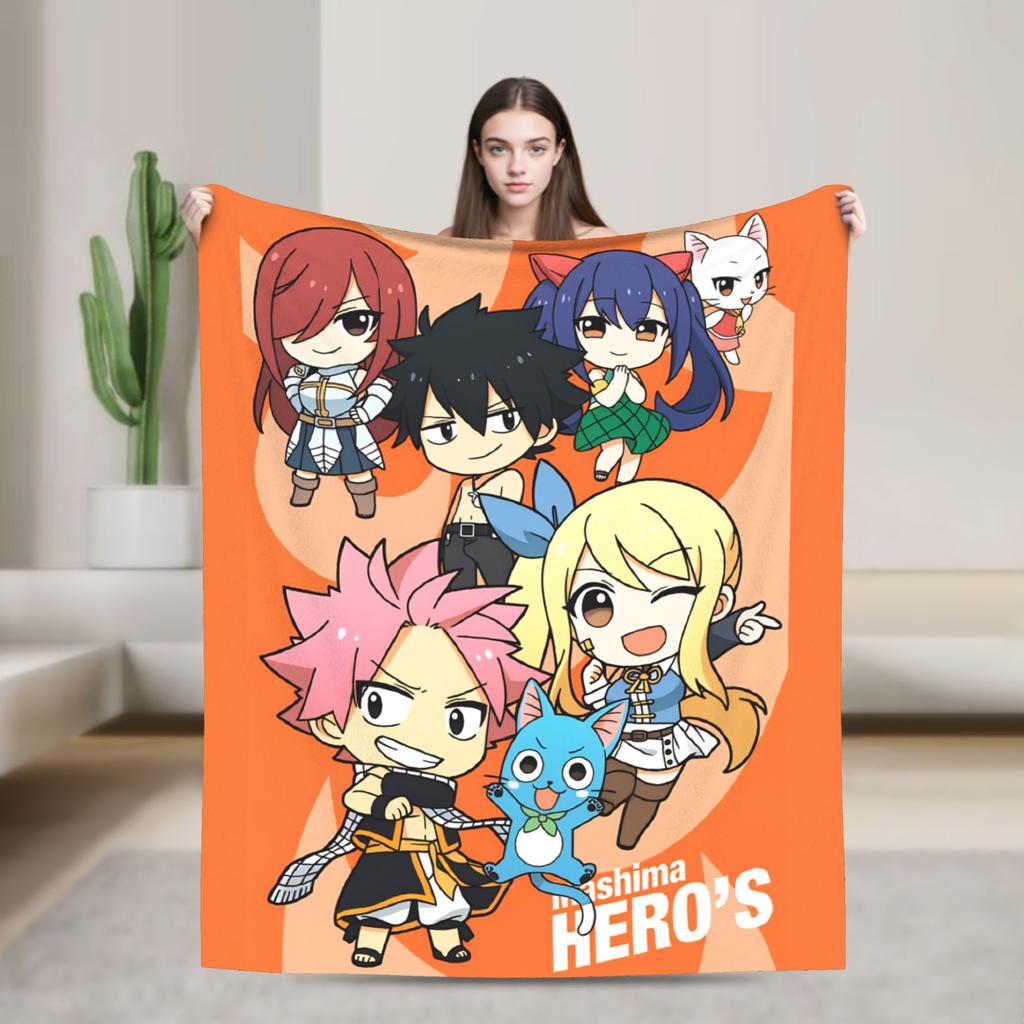 Fairy Tail Warm Soft Blanket Japanese Anime Travel Plush Throw Blanket Aesthetic Couch Chair Flannel Bedspread Sofa Bed Cover