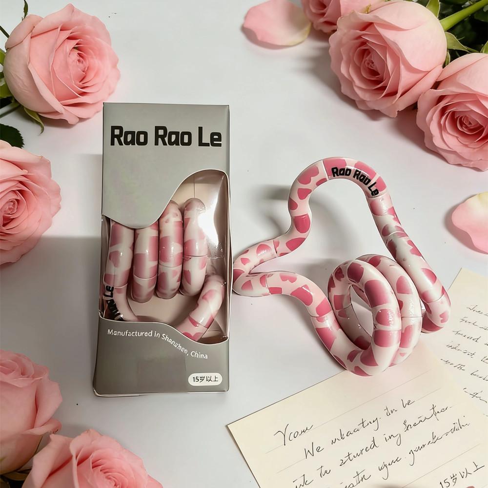 RAORAOLE Fidget Toy Love Theme Twisted Stress Relief Finger Spin Focus Toy New Pink