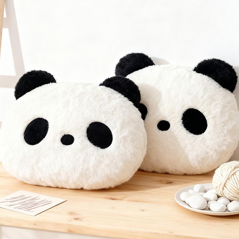 Süßes Panda-Plüschkissen für Sofa-Dekoration mit weichem Kunstfell für Wohnzimmer-Komfort