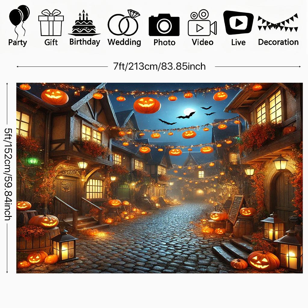 1 Halloween Street Scene Tapestry Background Suitable for Decorating Living Rooms Bedrooms Offices Homes Rooms and Parties