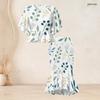 Women Plus Size Two Piece Set Crewneck Batwing Sleeve Printed Ruffle Hem Top Fishtail Skirt
