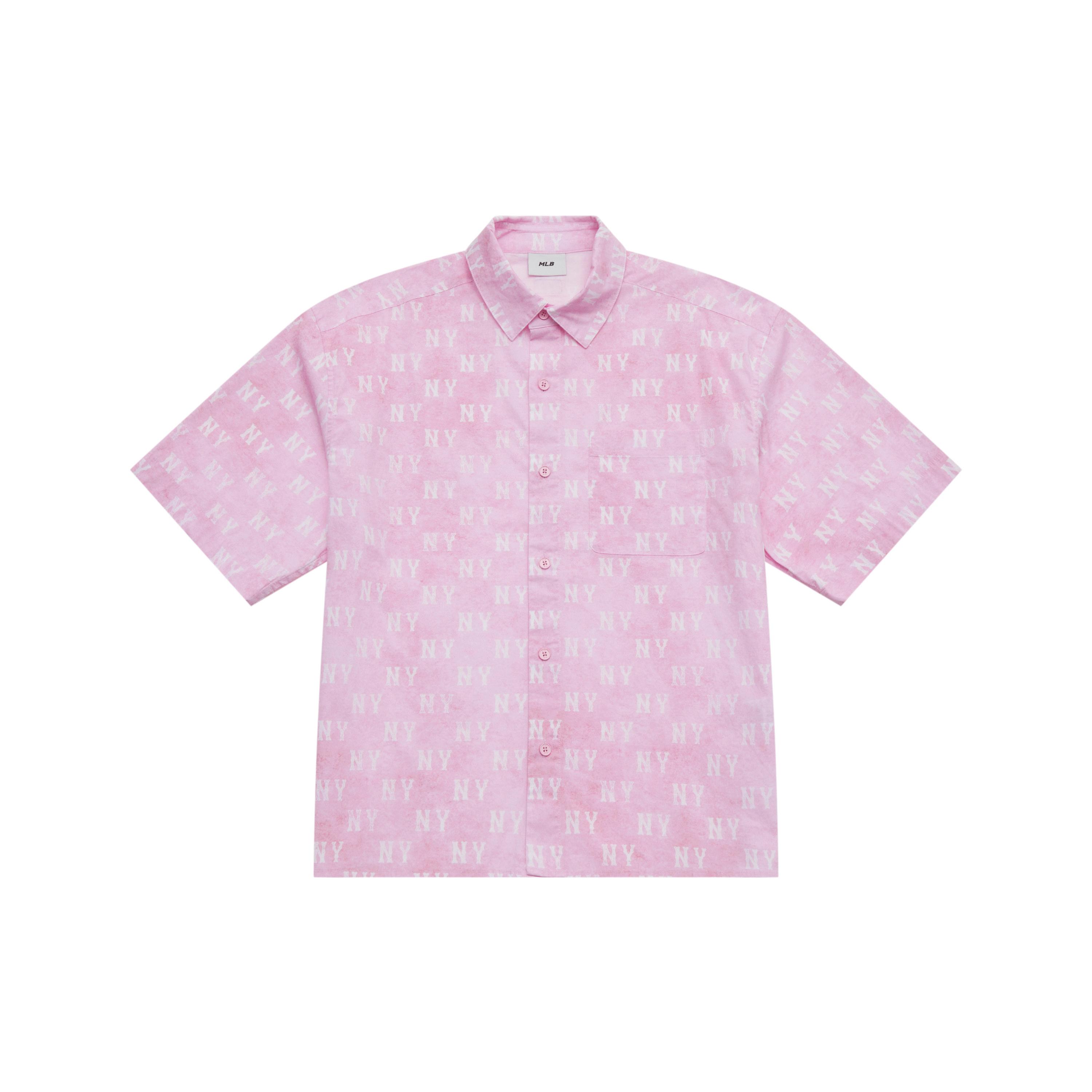 MLB MONOGRAM Collection New York Yankees Shirt Unisex Pink 3AWSM0653-50PKP L