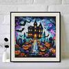 DIY Diamond Art Painting Kit Halloween Haunted House Pumpkin Bats Pattern Full Drill Canvas Creative Handmade Craft Gift for Adults
