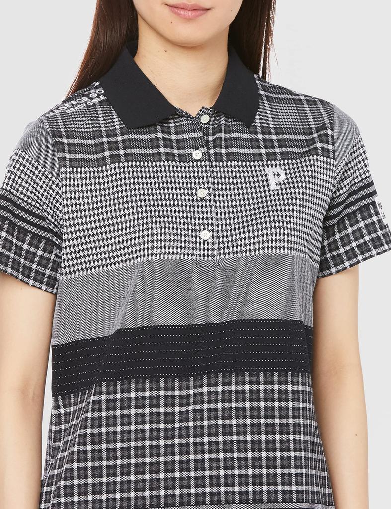 Short Sleeve Dress Patchwork Panel Pique Jacquard 1 [Pearly Gates] Women's / 055-3124206 121_Navy [M]