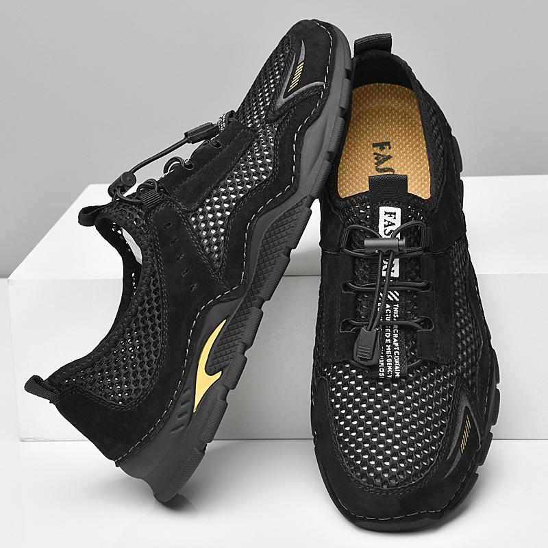 High-quality Men Sneakers Summer Mesh Breathable Casual Walking Shoes Lace-Up Flat Comfort Walking Running Shoes Tennis Shoes