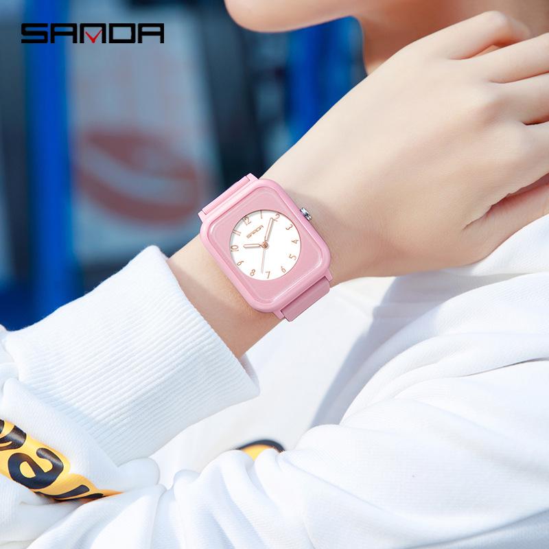 Sanda Korean Style Square Quartz Watch for Men & Women - Luminous, Fashionable Student Design