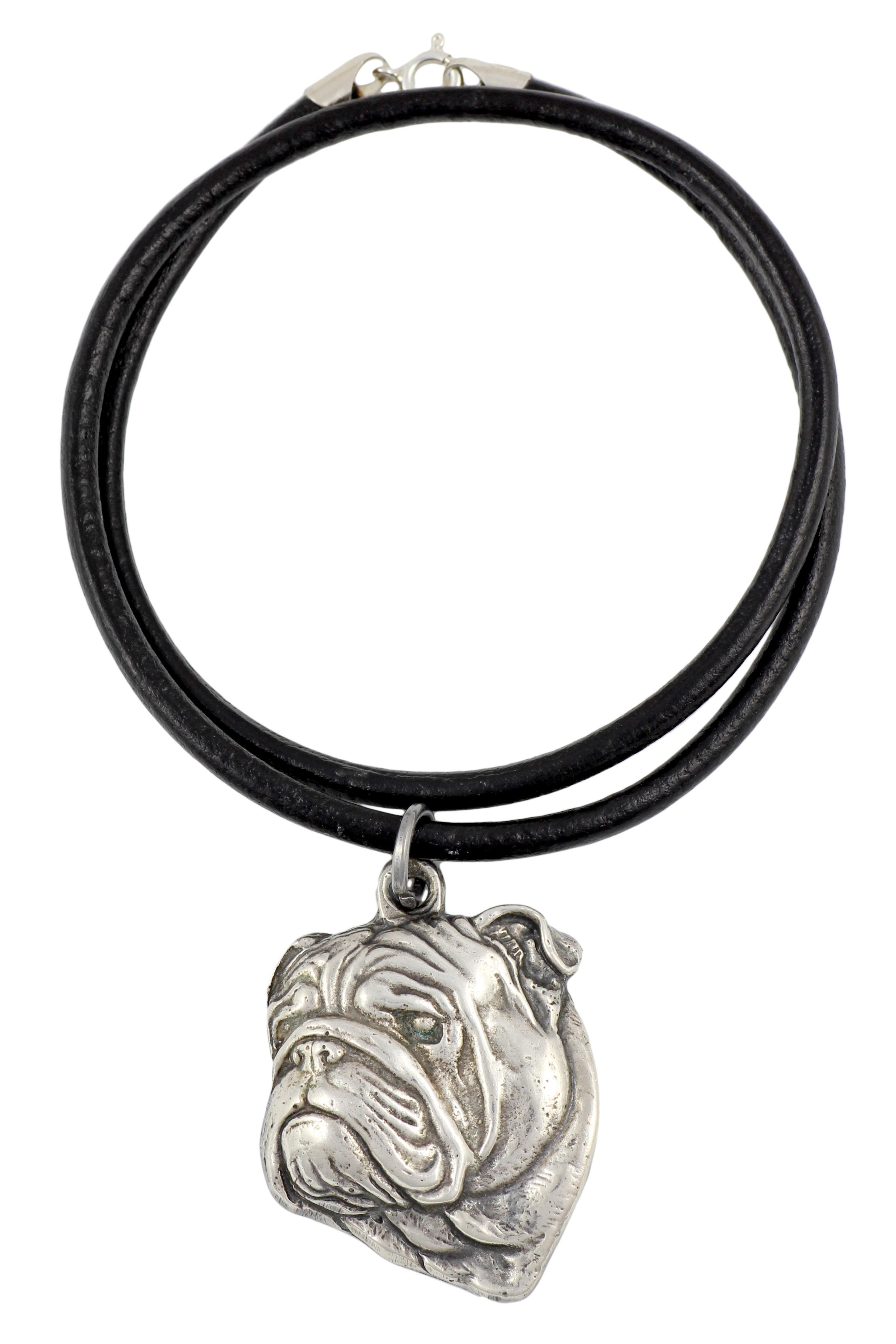 

Bulldog, English Bulldog, British Bulldog I - Necklace with dog, silver-plated pendant for dog fan, unique jewelry by Art-Dog brand срібний