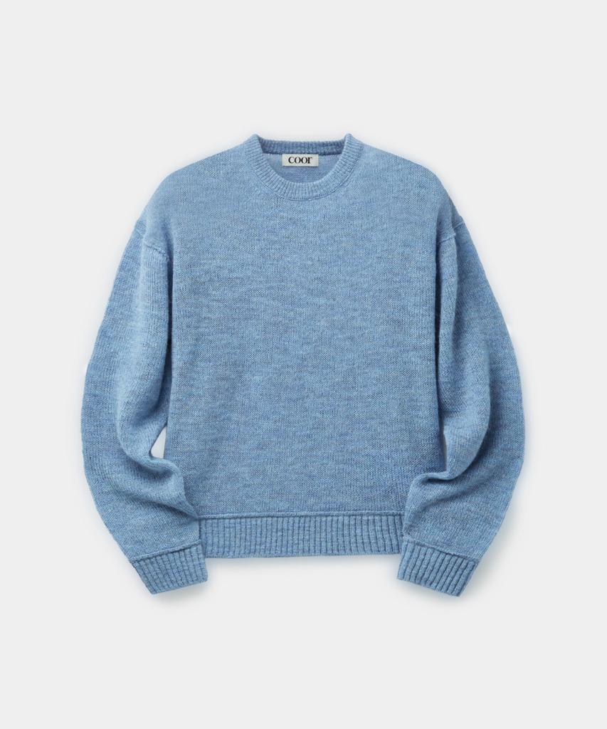 Kueo Mixed Slub Crewneck Sweater (Blue)