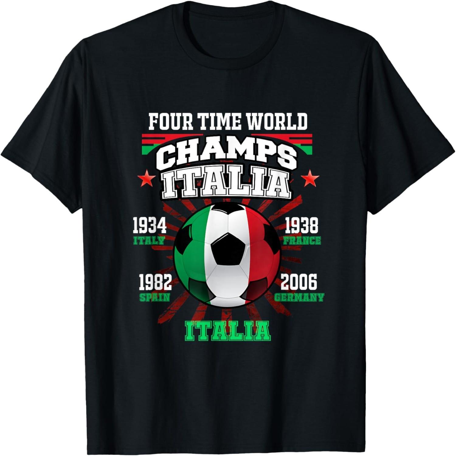 Italy Football T-Shirt with Cup Years for Italia Soccer Fans T-Shirt S разноцветный