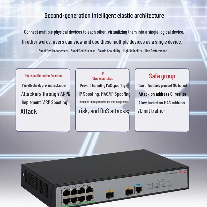 H3C S5008PV6-EI-HPWR 8-Port Gigabit PoE Managed Switch