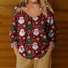 Women's Fashion Casual Long Sleeve Christmas Star Print V-Neck Top