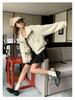 Plus Size Women's College Style Stand-Up Collar Autumn Jacket - Loose Fit, Niche Design