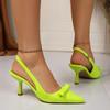 Light Green Bowkont Decoration Pumps Women Sexy Pointed Toe Sling Back Pumps Women Spike Thin High Heels Shoes Woman