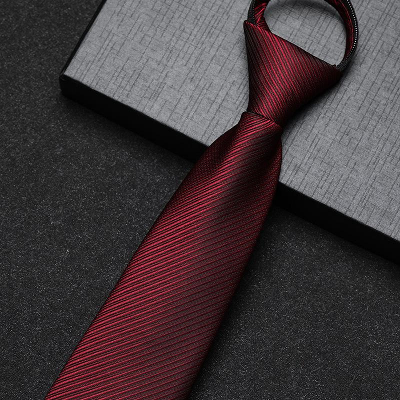 Business Dress Lazy Zipper Free Groom Best Man Wedding Korean Narrow Shirt Striped Plaid Tie