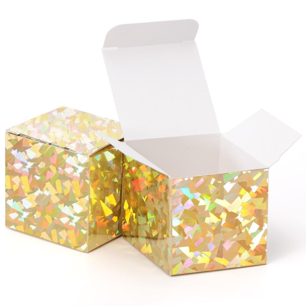 

10 шт. складная подарочная упаковочная коробка 5x5x5 см косметическая коробка для образцов для декора свадебной вечеринки по случаю дня рождения Gold 3