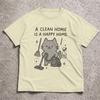 Cleaning Lover Gift Short Sleeve Tshirt Funny Cat Meme Crew Neck Unisex Unisex Clothes Funny Housework Cat Graphic Tee Tshirt