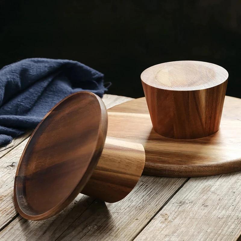 Japanese Style Solid Wood Cake Tray High-Legged Dessert Dish Fruit Platter Home Decorative Serving Tray