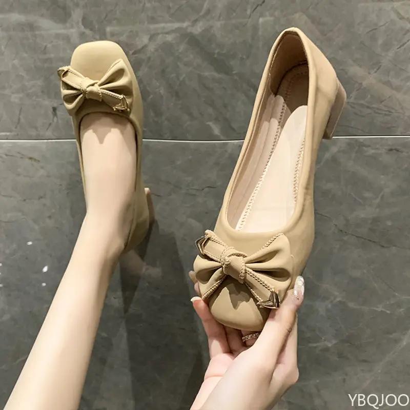 Women's Bow 2026 Soft soled Shoes Female shallow mouth Flats Summer slope heel super soft lazy shoes Low cut comfort ladies flat