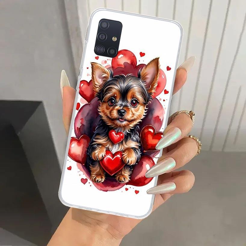 Lovely Puppy Heart Dogs Phone Case for Samsung Galaxy A52 A32 A22 A12 A02S A50S A30S A10S Note 20 Ultra 10 Plus S10 A31 A20 A71