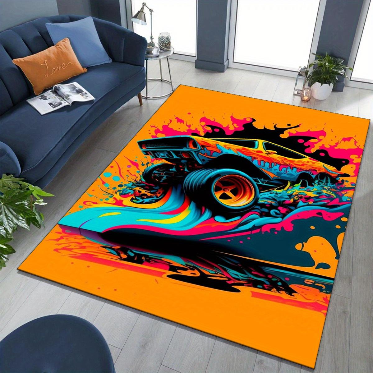

Stylish Car Print Area Rug - Non-Slip, Soft Polyester Floor Mat for Home & Office Decor - Perfect for Bedroom, Study, Dining Roo 50x80cm
