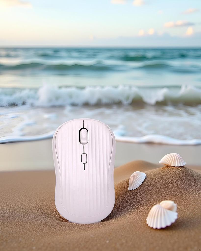 Wireless Bluetooth & 2.4GHz Quiet Mouse with 3 DPI Settings, USB Receiver, Type-C Rechargeable, Long Battery Life, Ergonomic Design, Stylish Striped