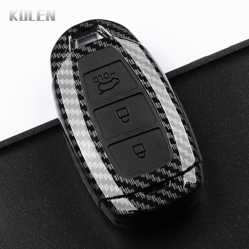 Abs Carbon Fiber Style Car Key Case Cover Hyundai Elantra Grandeur Accent Solaris Sonata Palisade Kona Creta I20 I30 Ix35 Ix25