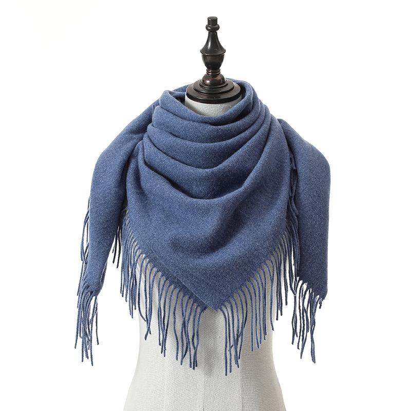 New Solid Color Wool Square Scarf Women's Imitation Cashmere Autumn and Winter Warm Scarf Cashmere Shawl