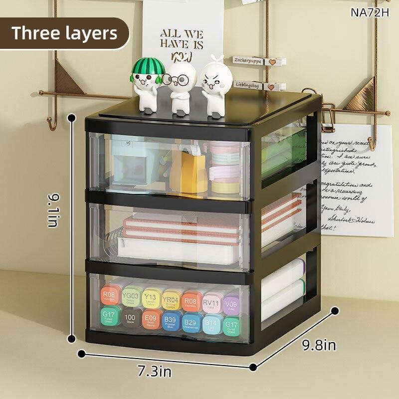 JOJAJU 1Pc Storage Box,Space-Saving Clear Drawer Organizer (2/3/4-Tier) Sort Office,Home,dormitory,Makeup, Pens, Jewelry