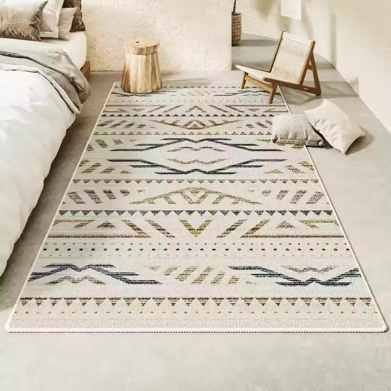 Bohemian Ins Style Black And White Gray Bedside Rug Living Room Bedroom Decorative Ethnic Style Premium Feeling Carpet