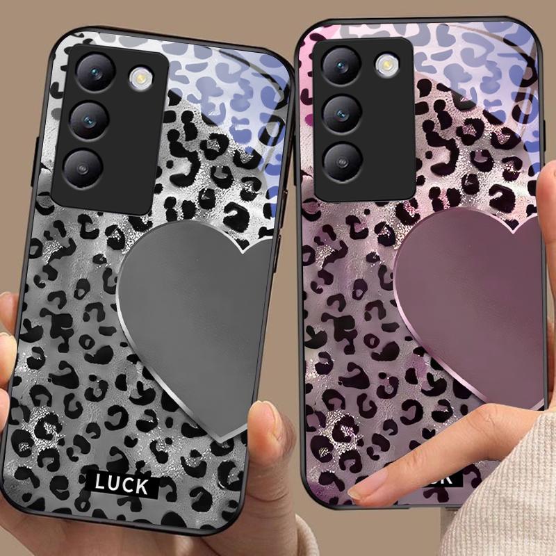 Gesprenkelte Liebe für Y72 33S 11 03 36 96 Lite 35 16 Iqoo 12 V40 SE 5G 29 40 21 30 X80 Pro Vivo Handyhülle aus gehärtetem Glas Schwarz