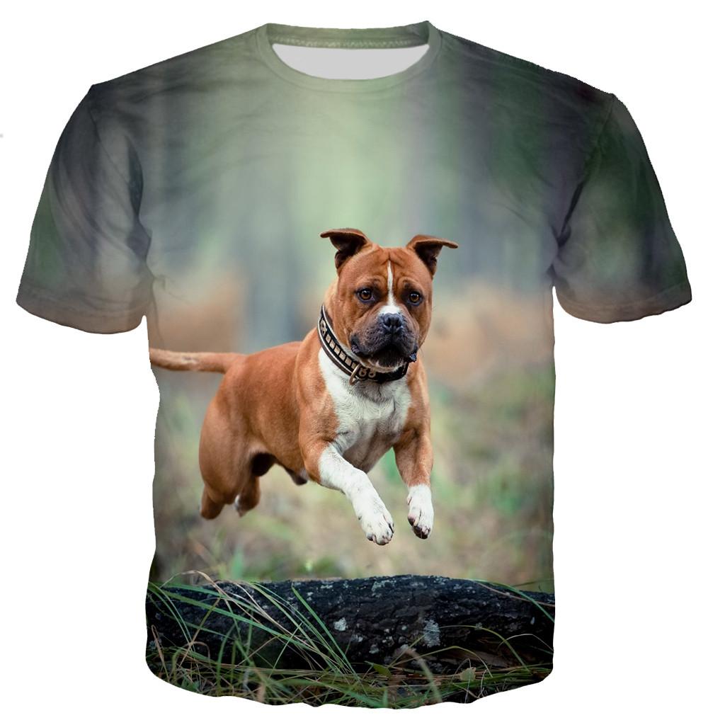 Funny Bull Terrier 3d Print Cute Dog Pattern Men Ladies Kids Harajuku T Shirt Street Breathable Lightweight Summer Sports Top