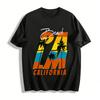 Retro Palm Beach Print Lässiges T-Shirt Kalifornischer Stil Reines Baumwoll-T-Shirt