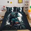 Skull and Beauty Duvet Cover Set Full Size Gothic Sugar Skull Angels and Demons Bedding Set with Pillowcase Twin Double Bed Sets