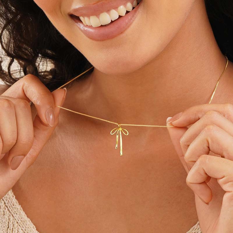 2026 Trendy Gold Color Bow Pendant Necklace For Women Girls Simple Metal Bowkont Clavicle Chain Necklaces Jewelry Gifts